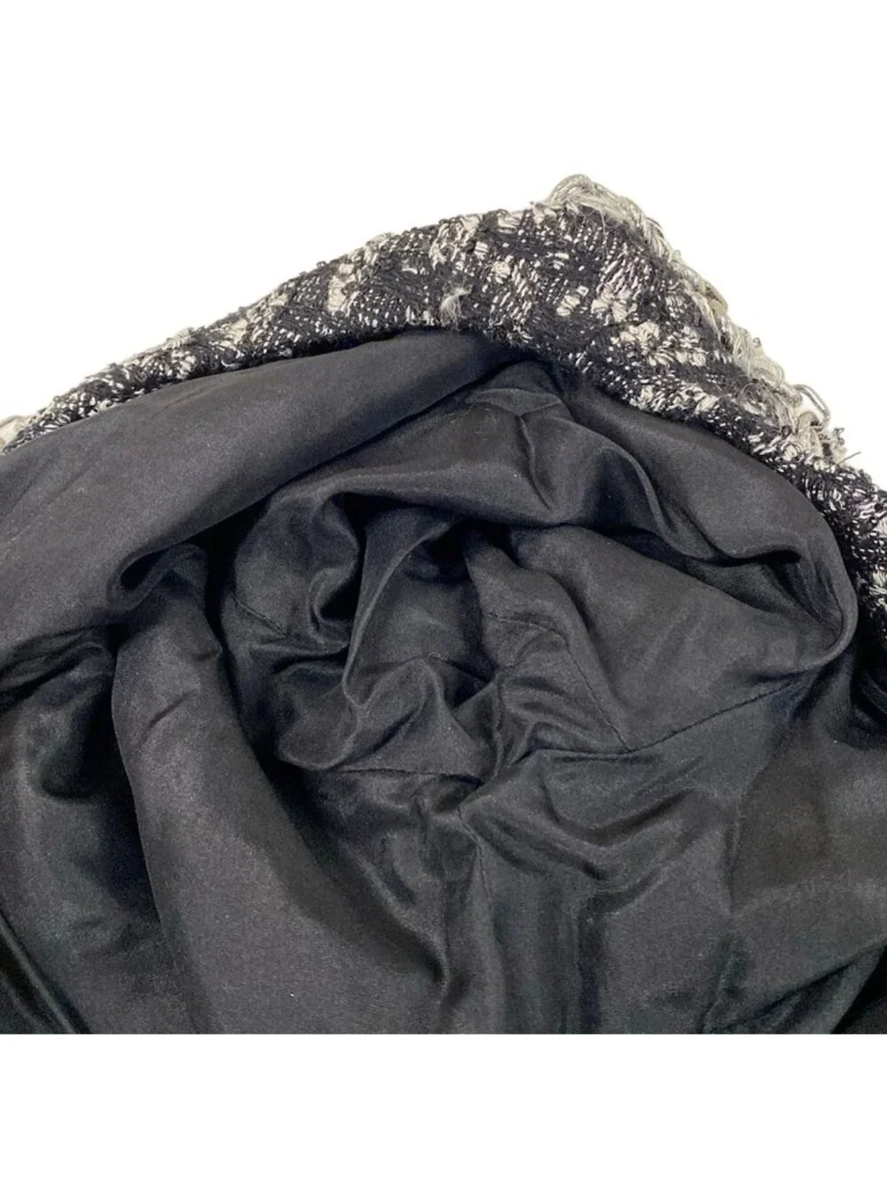 Chanel Coat M p Black White Tweed 3/4 Sleeve Chain Fall Winter Wool 38